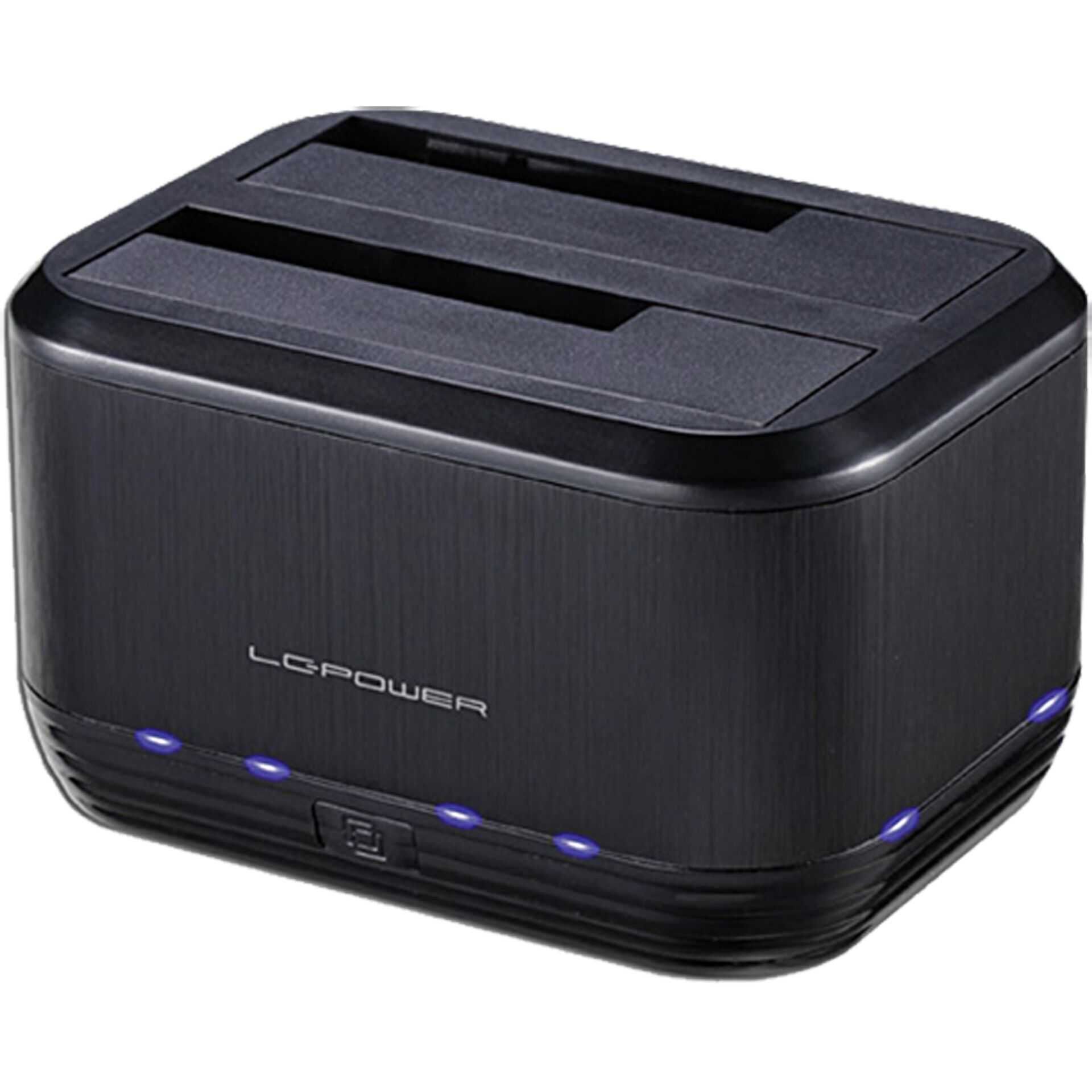 LC Power LC-DOCK-U3-III - HDD-Dockingstation mit Ein/Aus-Schalter, Klon-Funktion Schächte: 2 - 2,5" / 3,5" gemeinsam genutzt (6,4 cm/8,9 cm gemeinsam genutzt) - SATA - 500 MBps - USB 3.0