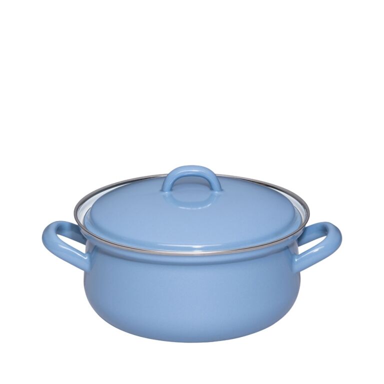 Riess Kasserolle mit Deckel Ø18cm 1,6L Nature Blue Medium Emaille