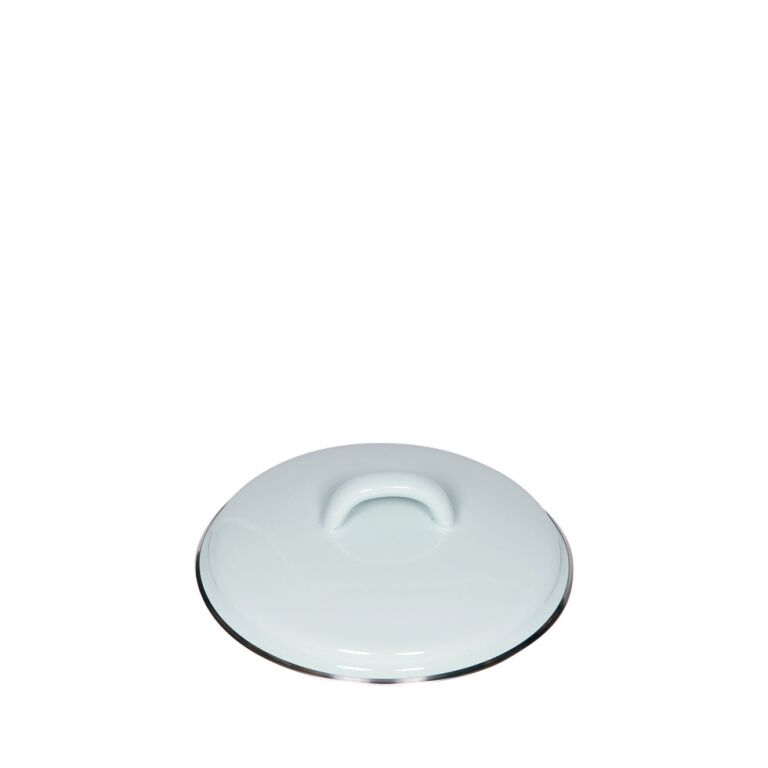 Riess Deckel mit Chromrand Ø14cm Pastell Türkis Emaille