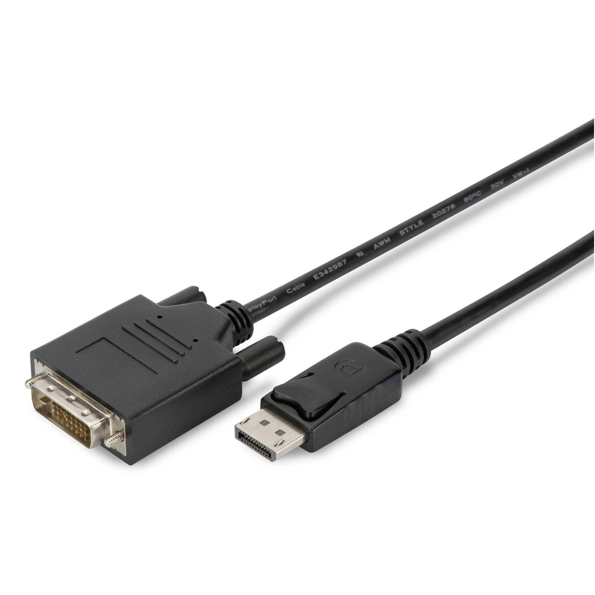 DIGITUS - DisplayPort-Kabel - Dual Link - DisplayPort (M) bis DVI-D (M) - 2 m - geformt, Daumenschrauben