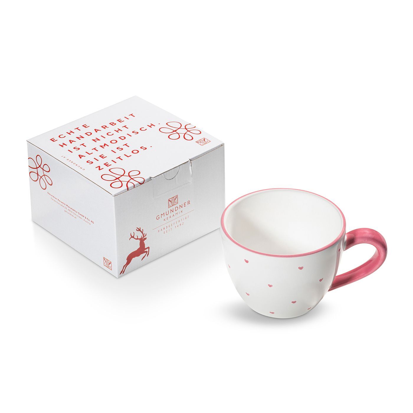 Gmundner Keramik Herzerl Rosa, Teetasse Maxima 0,4 Liter  im Karton