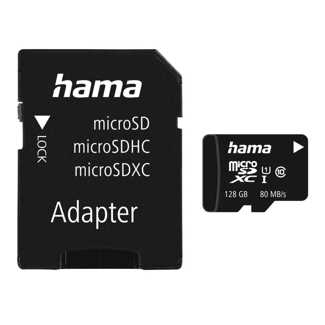 Hama microSDXC 128GB Class 10 UHS-I 80MB / s + Adapter / Foto