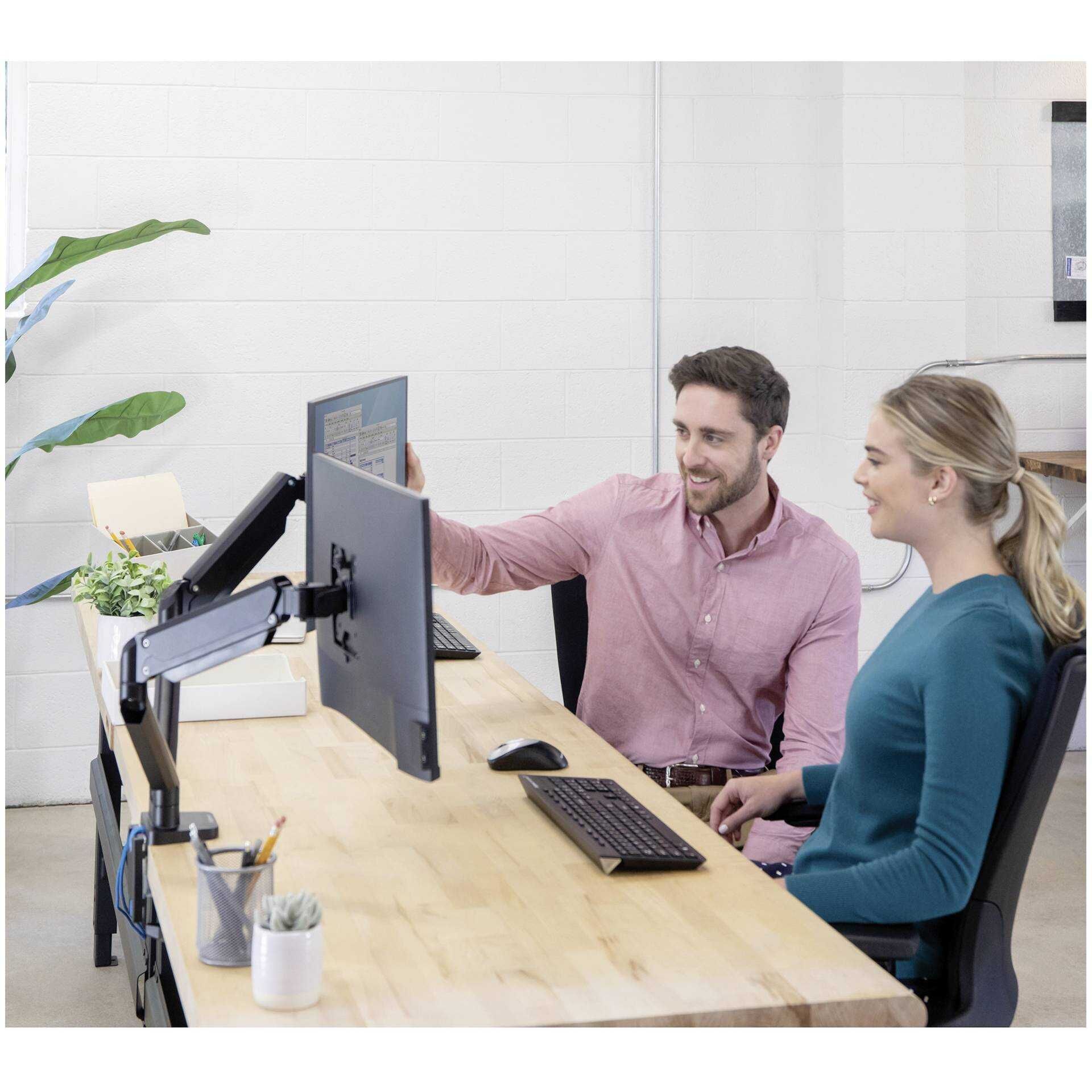 Fellowes Platinum Series Dual Monitor Arm - Tischhalterung für 2 Monitore (einstellbarer Arm) - Aluminium - Schwarz - Bildschirmgröße: bis zu 68,6 cm (bis zu 27 Zoll)
