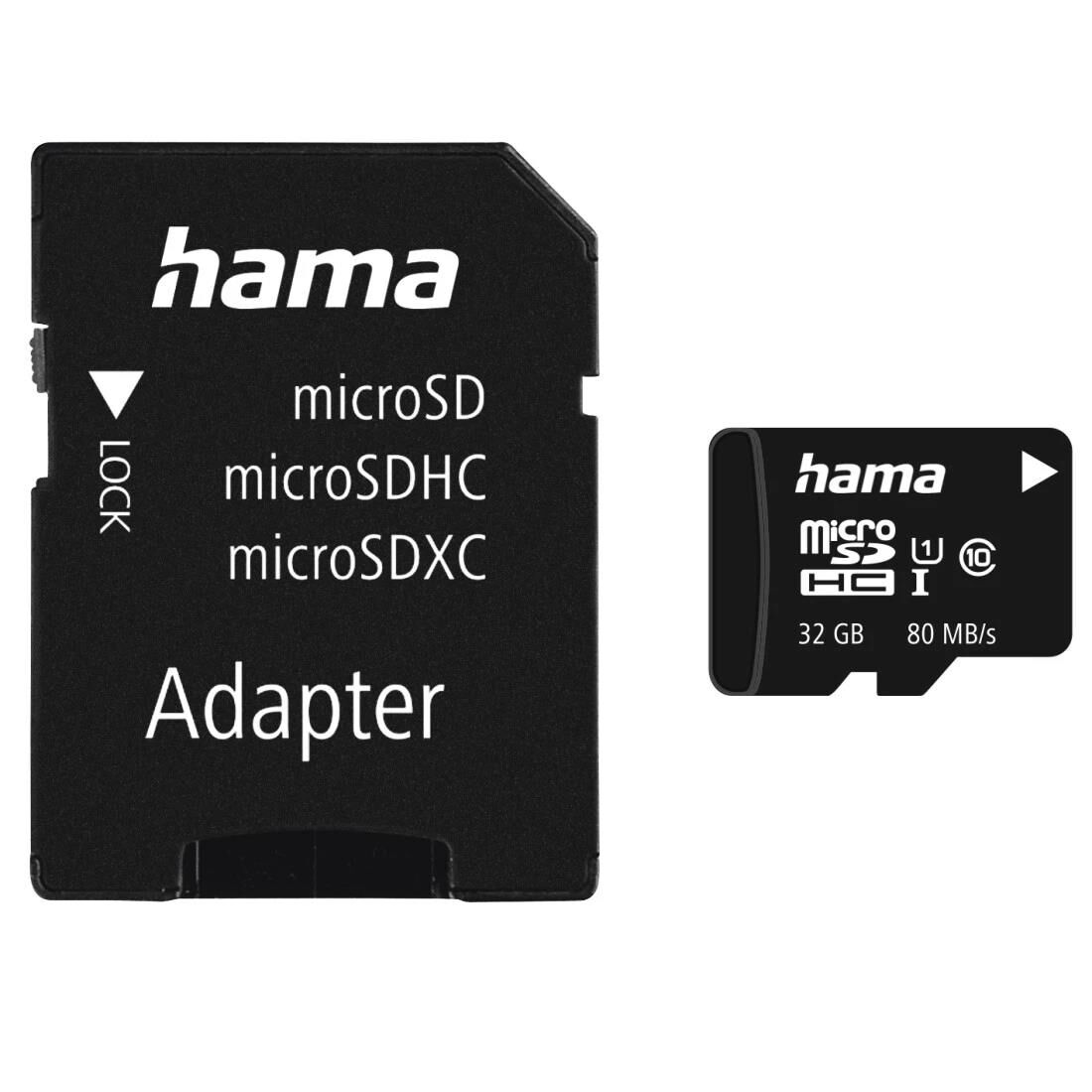 Hama microSDHC 32GB Class 10 UHS-I 80MB / s + Adapter / Foto