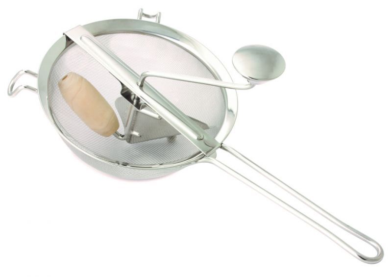 Kelomat Passierer mit Holzkugel Ø20 cm Edelstahl doppelmaschiges Sieb