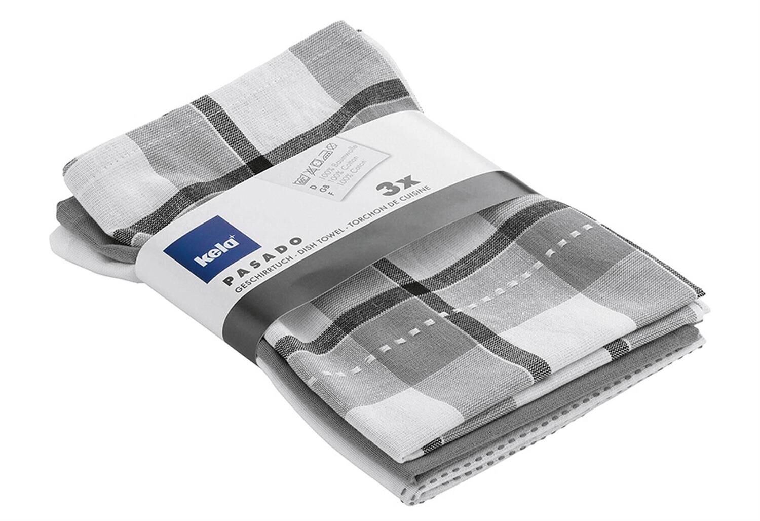 KELA Geschirrtuch Pasado grau 65x45cm 3er Satz