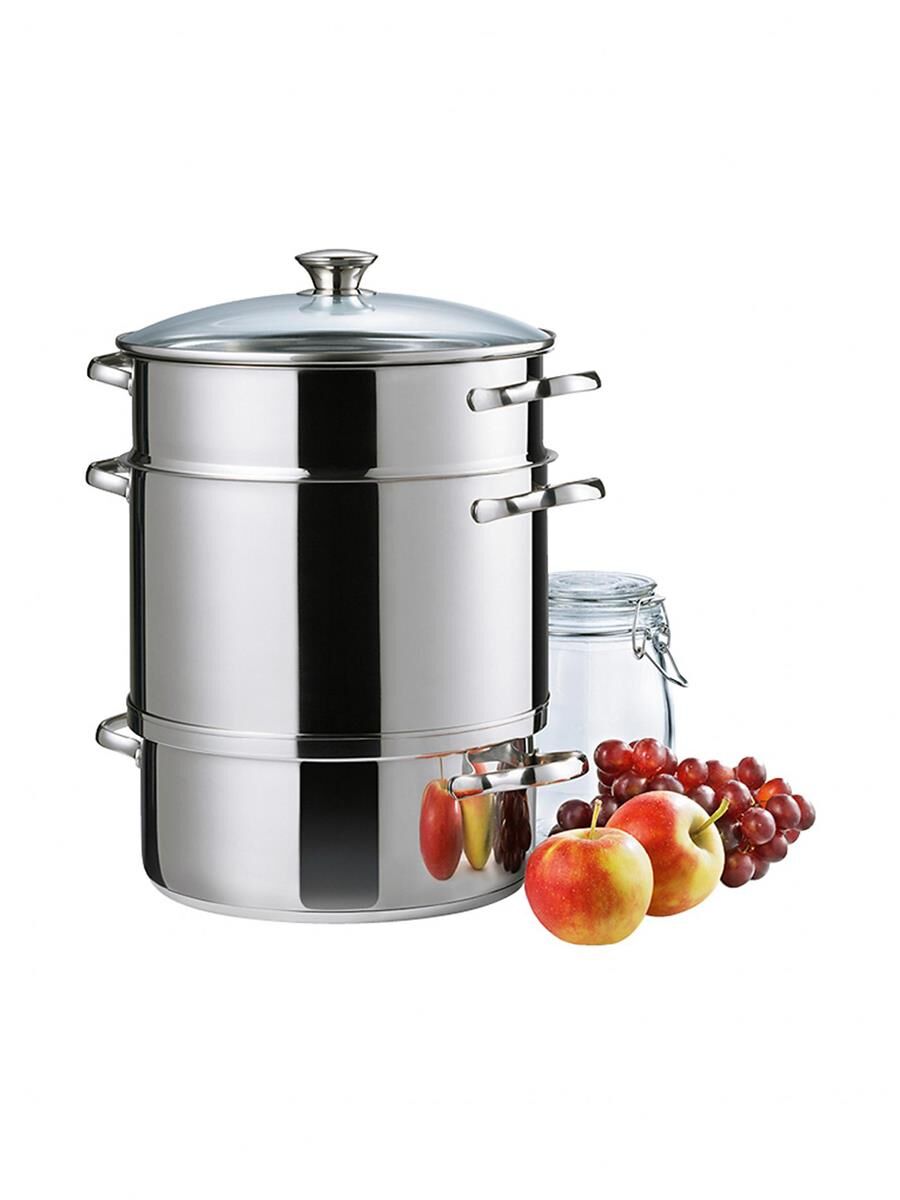 Kelomat Dampfentsafter 3 teilig Ø27 cm 10 Liter Edelstahl Glasdeckel Induktion