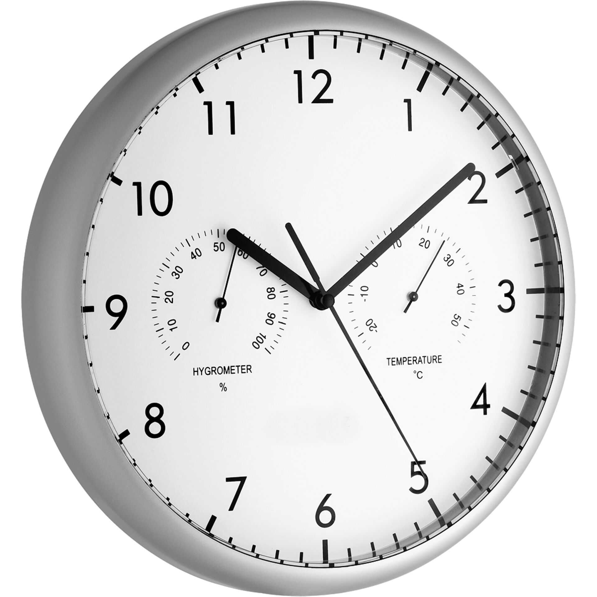TFA - Uhr - Quarz - geeignet für Wandmontage - 26.5 cm - Silber