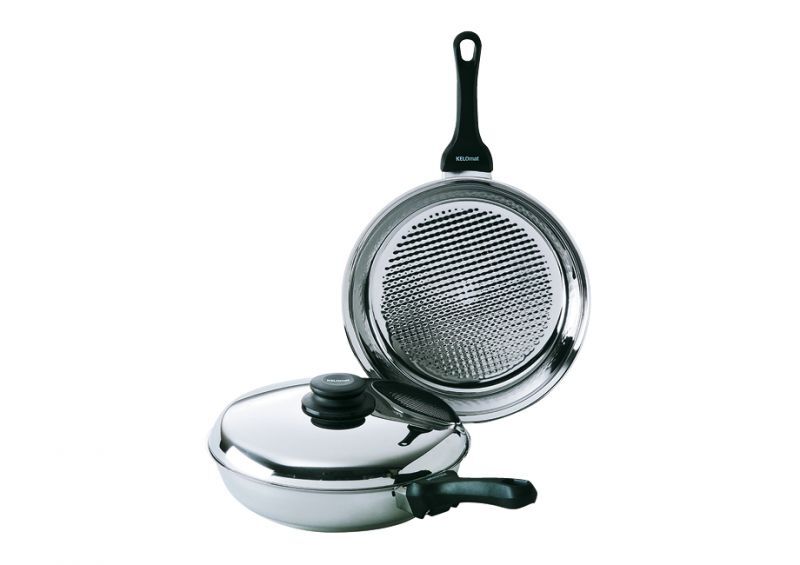 Kelomat Bratpfanne Grillmeister mit Deckel Ø24 cm Edelstahl Induktion