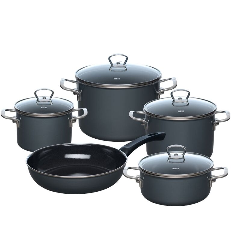 Riess Topfset 5-teilig Dark Grey Emaille