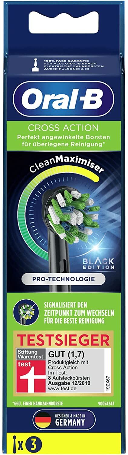 Oral-B Aufsteckbürsten Cross Action CleanMaximizer 3er schwarz