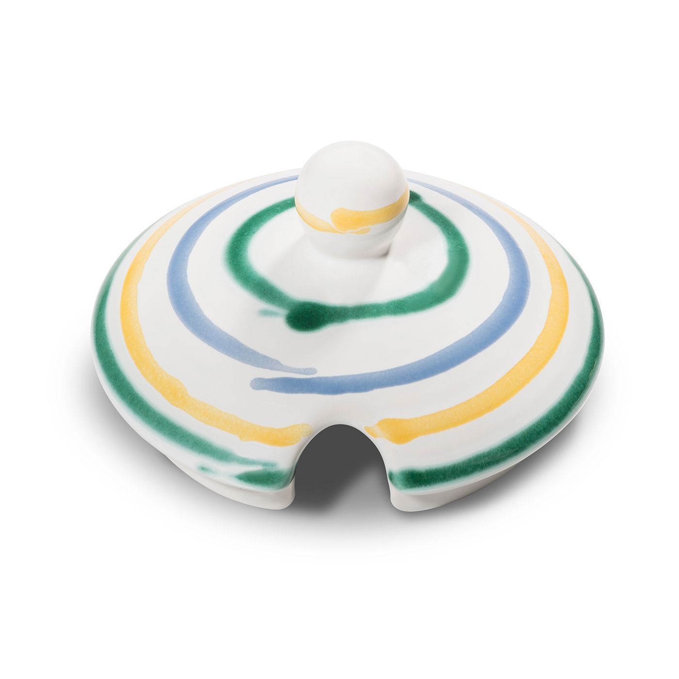 Gmundner Keramik Buntgeflammt, Oberteil Zuckerdose mit Ausschnitt