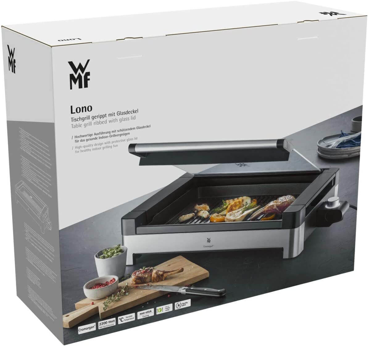 WMF Lono Tischgrill gerippt mit Glasdeckel 0415430011
