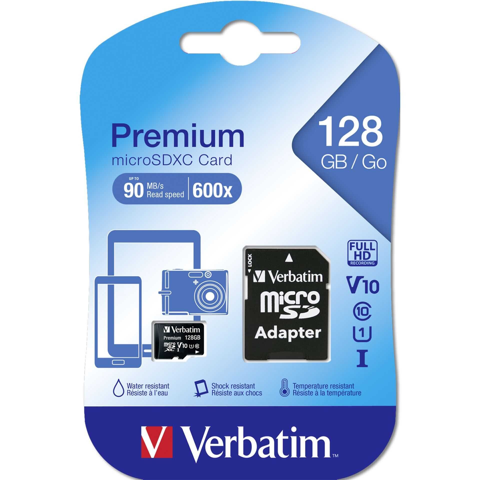 Verbatim Premium - Flash-Speicherkarte (SD-Adapter inbegriffen) - 128 GB - UHS Class 1 / Class10 - 300x - microSDXC UHS-I