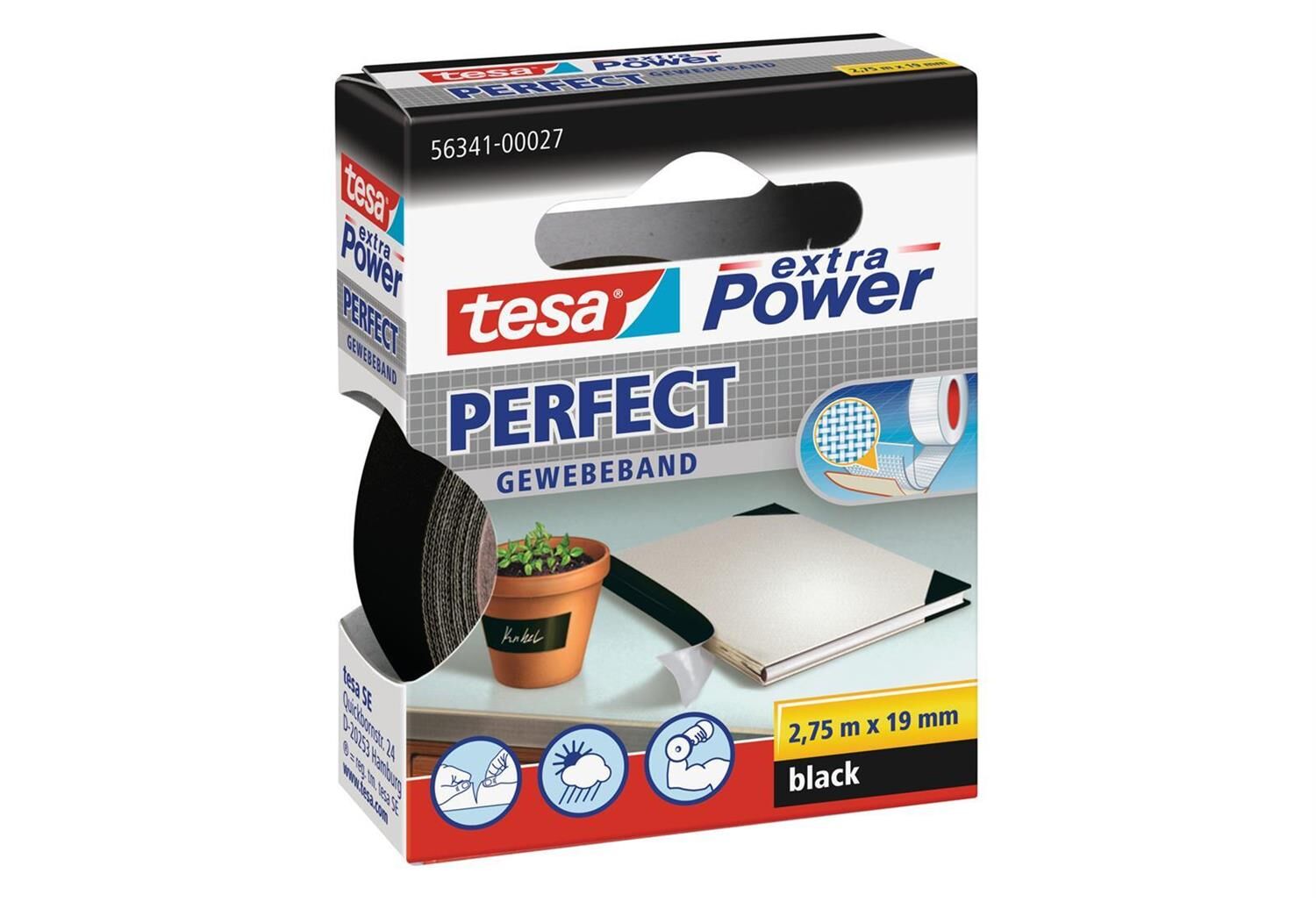 TESA Gewebeband extra Power 19mm 2,75m schwarz
