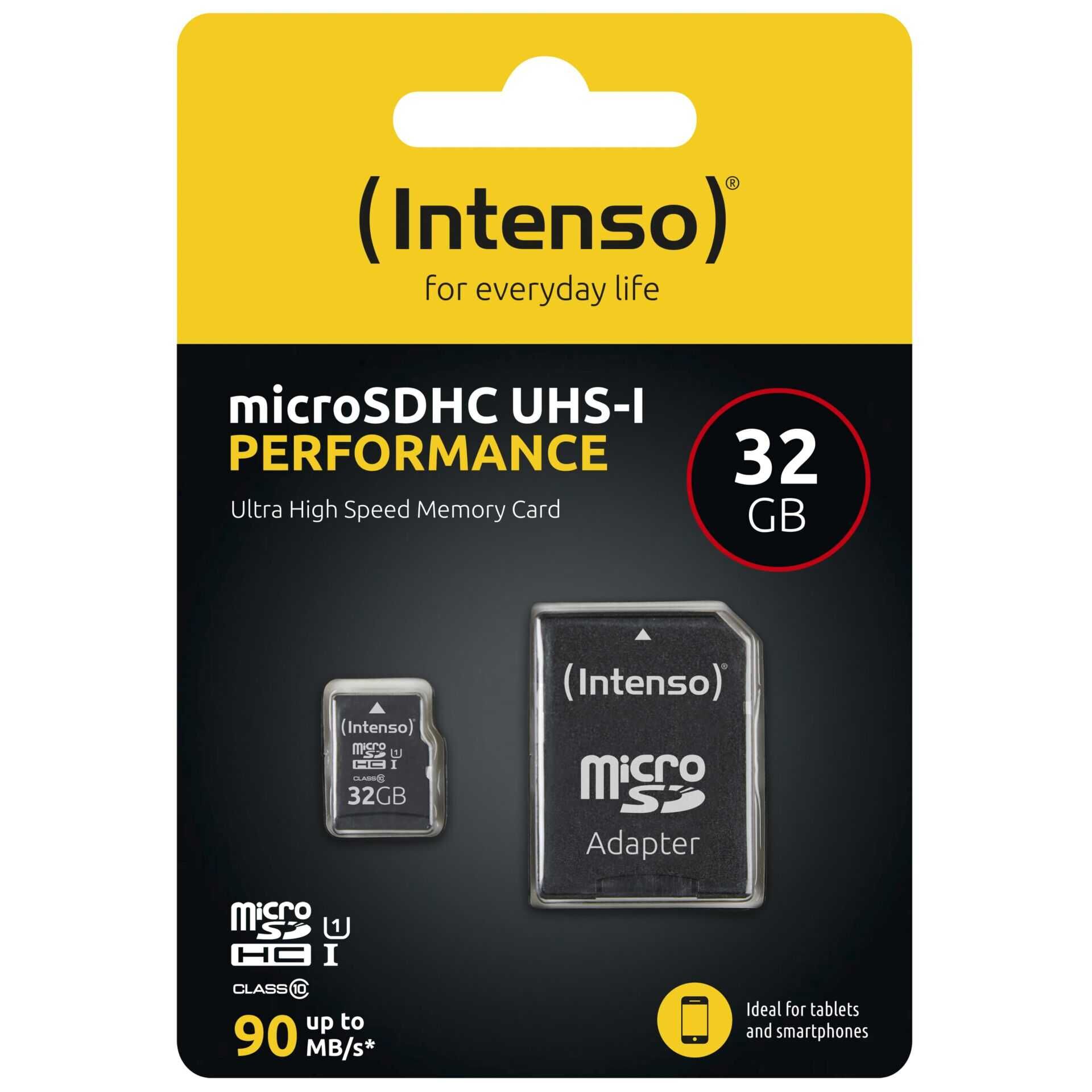 Intenso - Flash-Speicherkarte (SD-Adapter inbegriffen) - 32 GB - UHS-I U1 / Class10 - microSDHC UHS-I