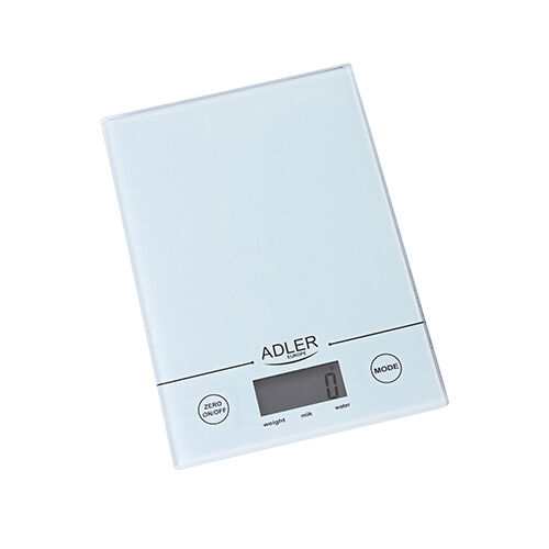 Camry Adler AD 3138 w, Elektronische Küchenwaage, 5 kg, 1 g, Weiß, Glas, Arbeitsplatte