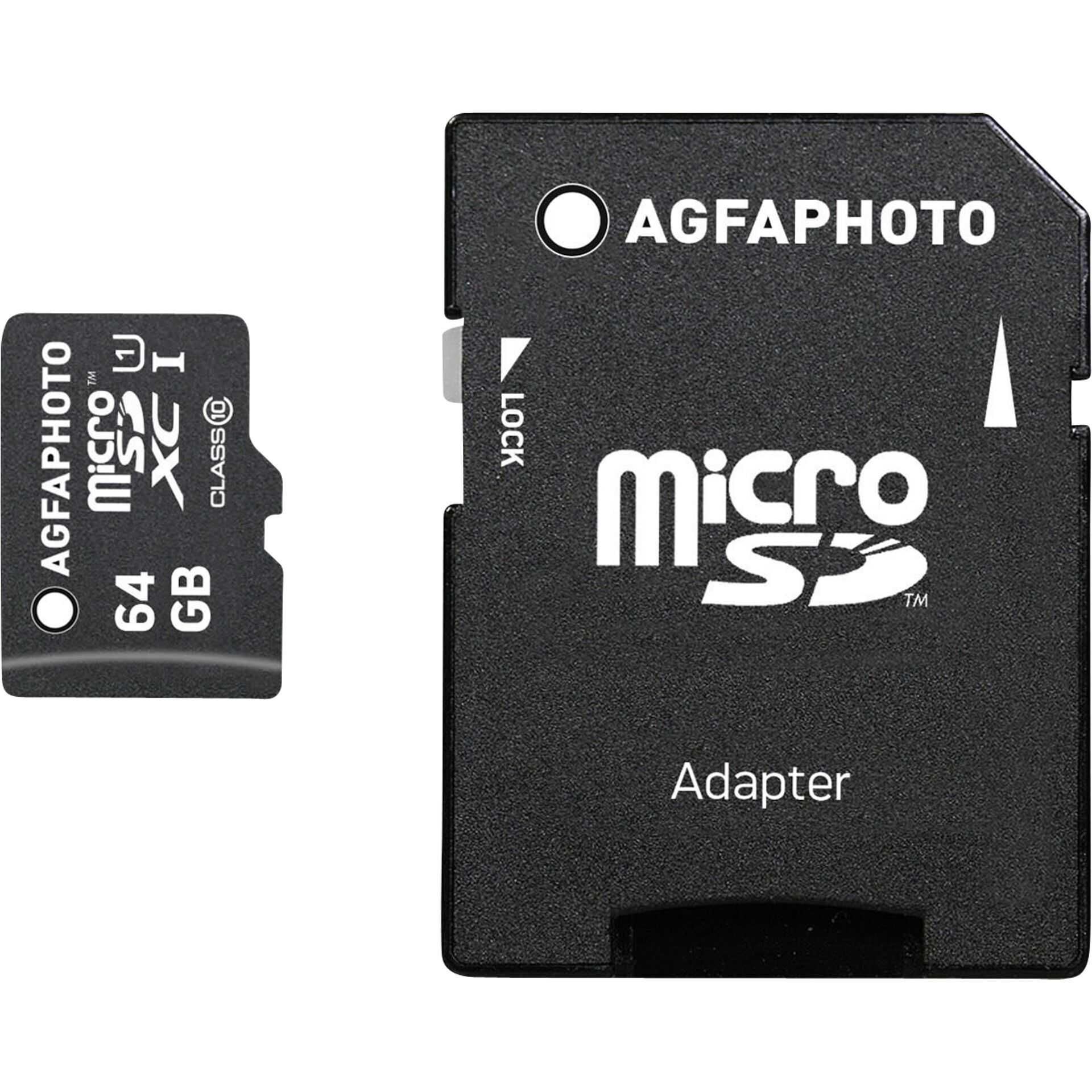 AgfaPhoto - Flash-Speicherkarte (microSDXC-an-SD-Adapter inbegriffen) - 64 GB - microSDXC UHS-I