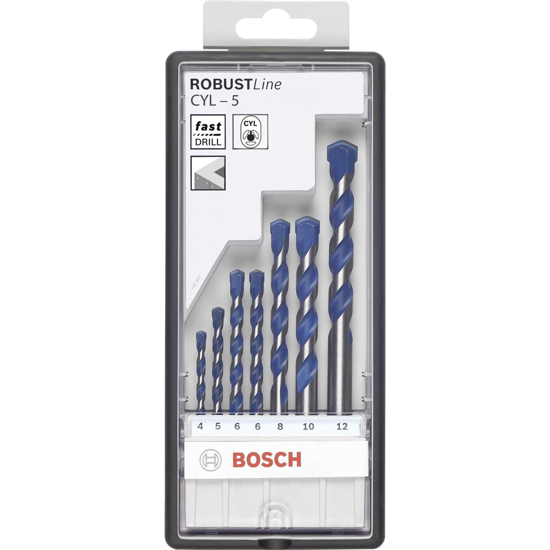 Bosch CYL-5 - Diamant-Bohrersatz - für Beton - 7 Stücke - 5 mm, 6 mm, 8 mm, 10 mm, 4 mm - Länge: 100 mm, 90 mm, 150 mm