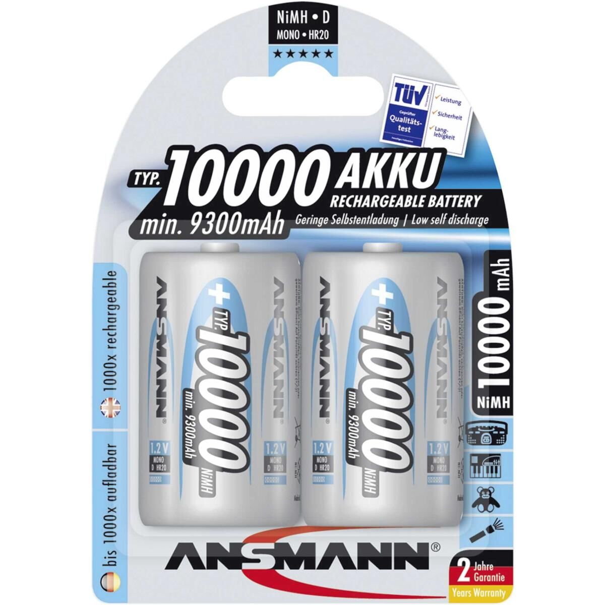ANSMANN - Batterie 2 x D - NiMH - (wiederaufladbar) - 10000 mAh