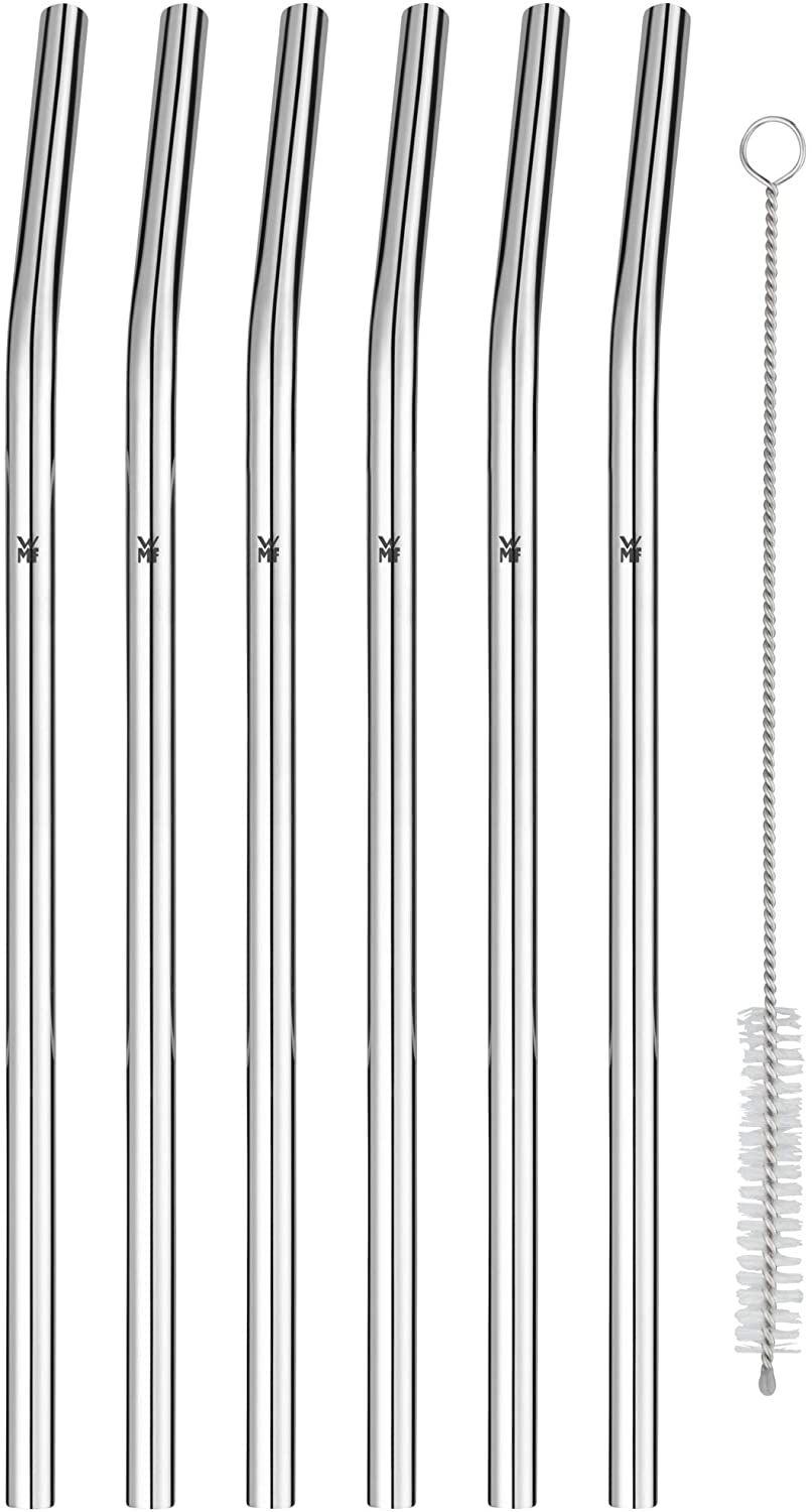 WMF Baric Cromargan Trinkhalm-Set, 24 cm, 6x plus Bürste