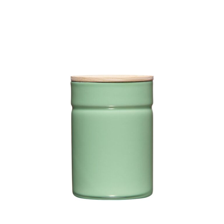 Riess Vorratsdose mit Eschenholzdeckel Ø8cm 0,49L Green Emaille