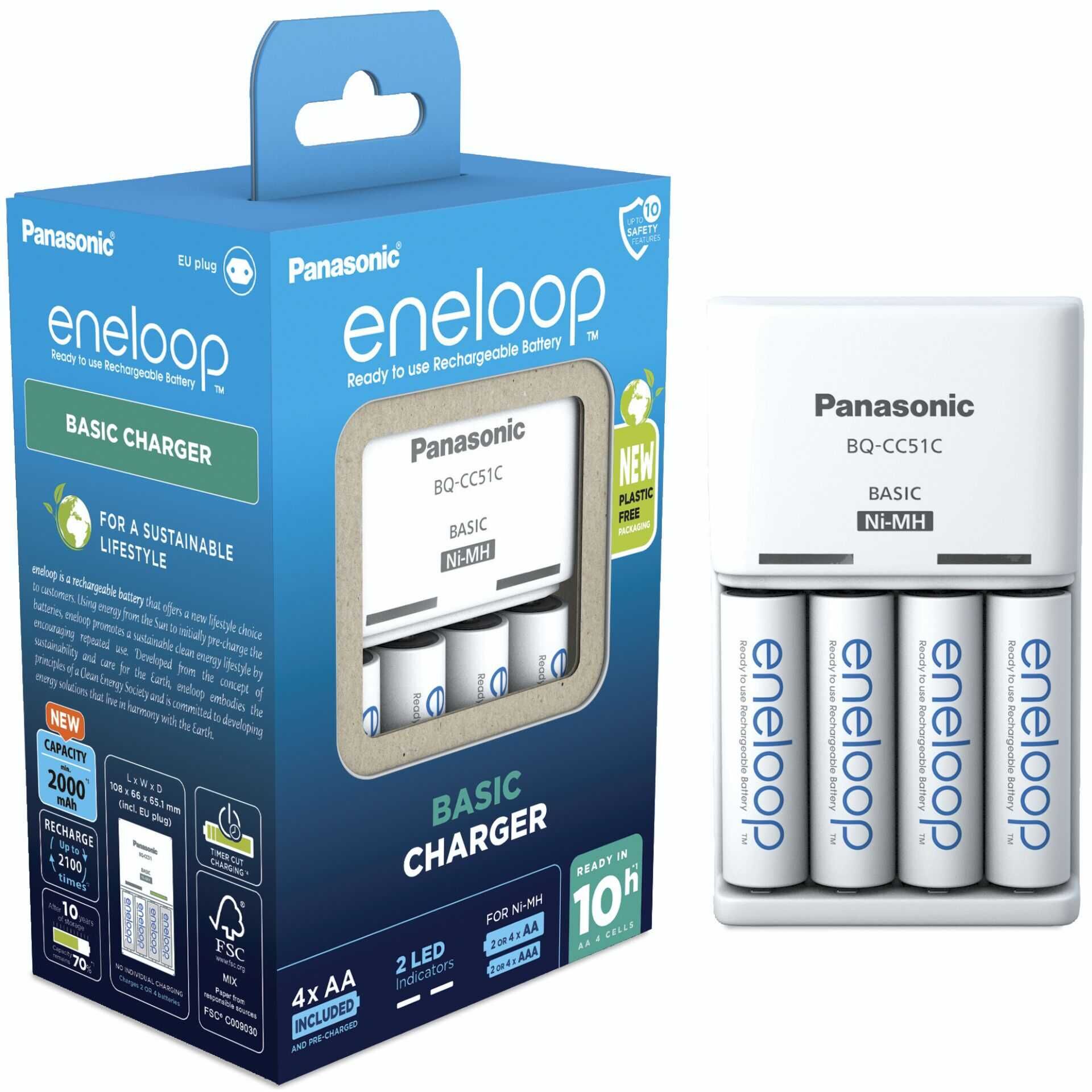 Panasonic Eneloop Basic Charger BQ-CC51 inkl. 4xAA  K-KJ51MCD40E