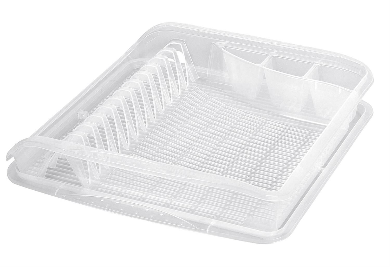 KEEEPER Geschirrablaufkorb large 39,5x39,5x8cm transparent mit Tablett