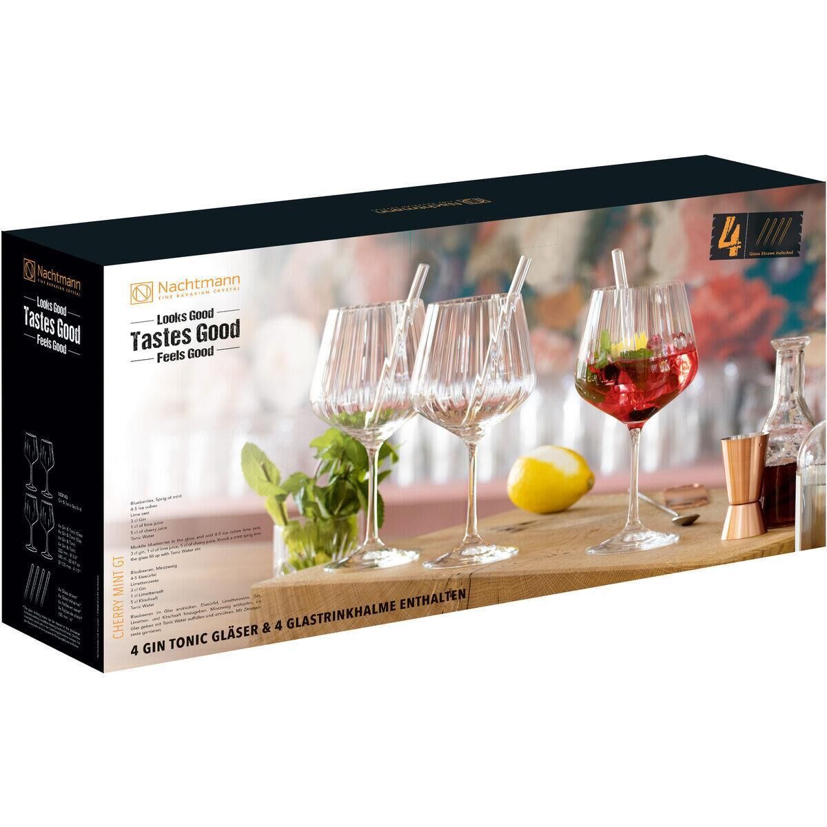 Nachtmann Gin&Tonic  + 4 Glastrinkhalme 7574/8tlg. Tastes Good 103143