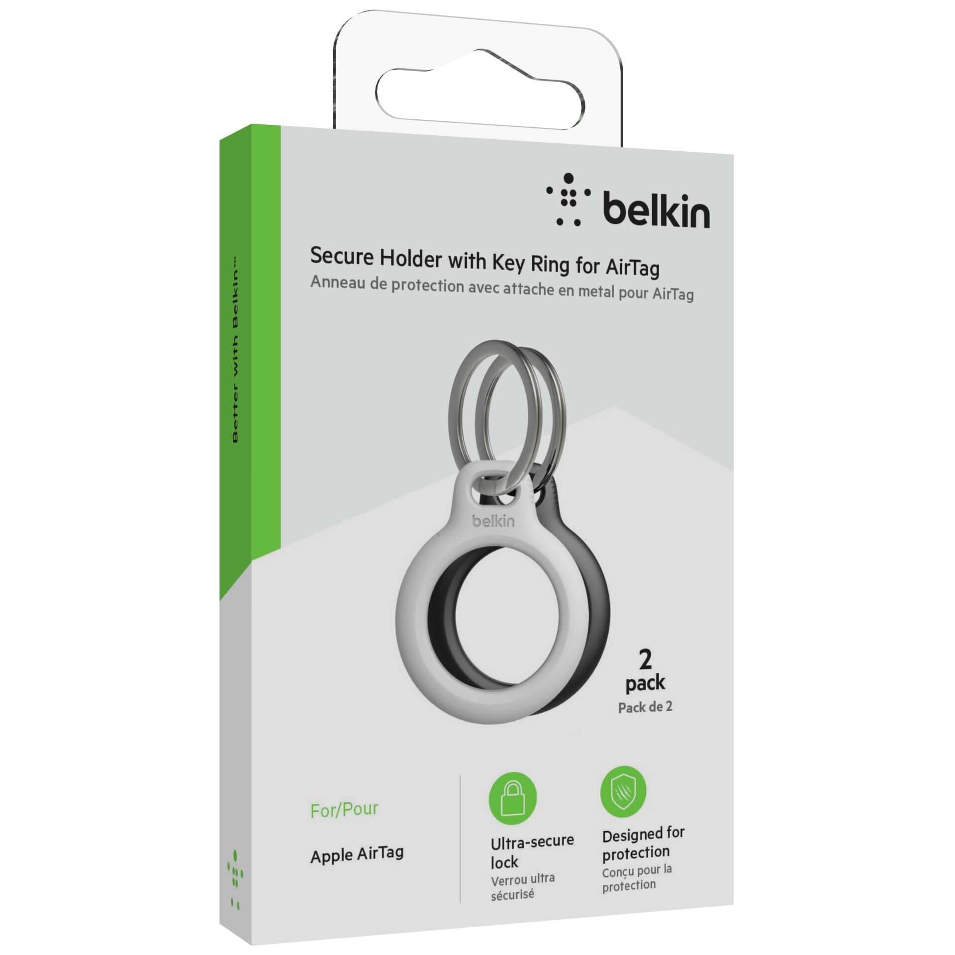 Belkin Secure Holder - Tasche für Airtag - Schwarz, weiß (Packung mit 2) - für Apple AirTag