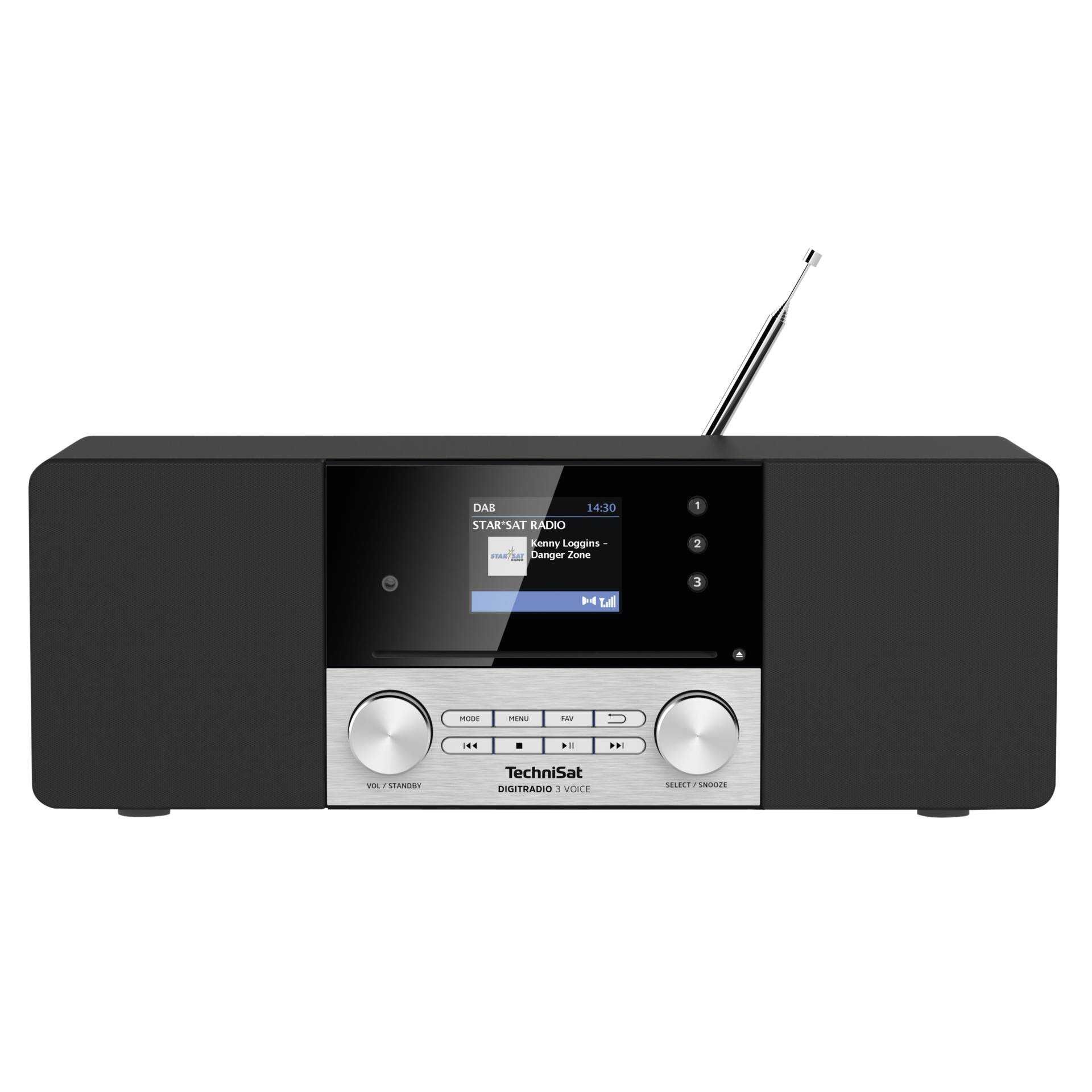 TechniSat DigitRadio 3 VOICE - Audiosystem - 2 x 10 Watt - Schwarz, Silber