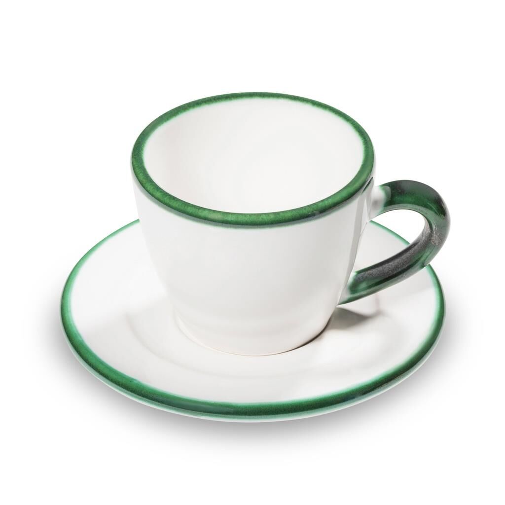Gmundner Keramik Grüner Rand, Espresso für Dich/2tlg.i. Geschenkk.