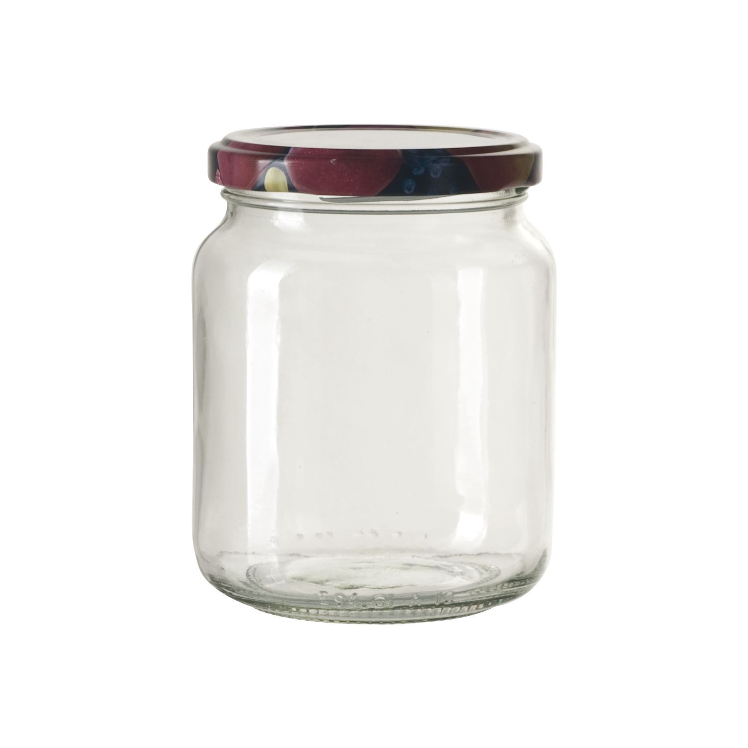 Vorratsglas 6-tlg., rund, klar, Obstdekor-Deckel, Inhalt: 0,39 Liter, TO: 70