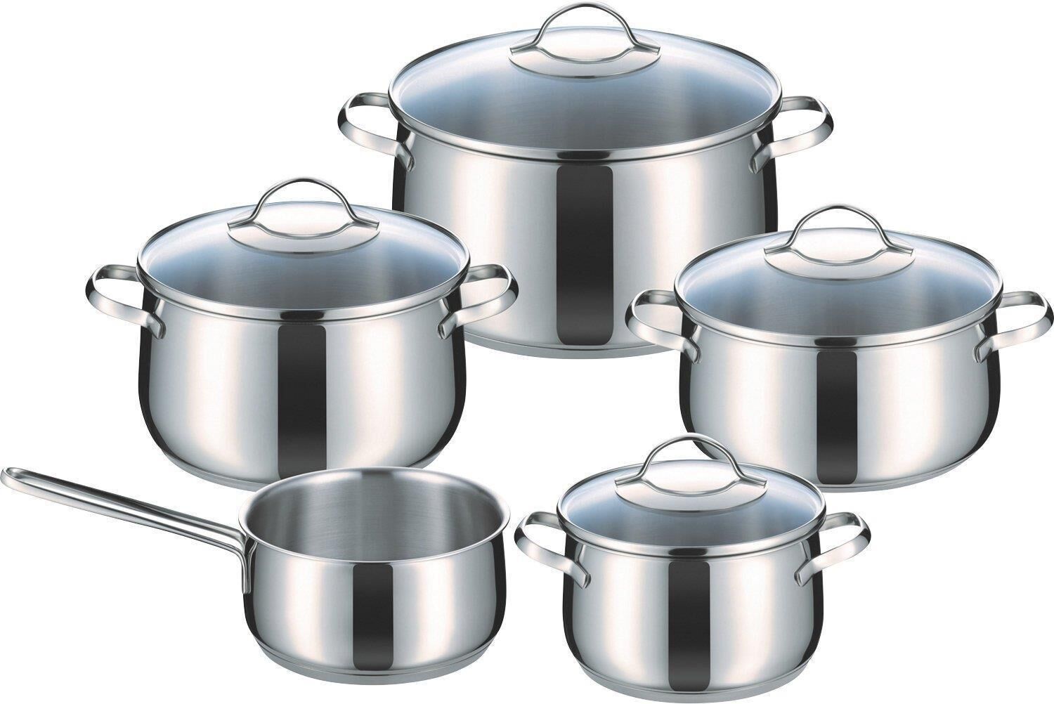Kelomat Geschirr-Topfset Torrano 9-teilig mit Glasdeckel Edelstahl