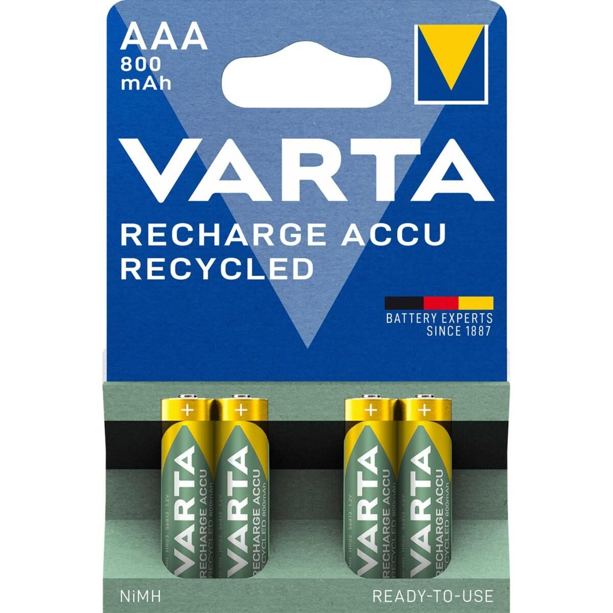 Varta Recharge Accu Recycled 56813 - Batterie 4 x AAA - NiMH - (wiederaufladbar) - 800 mAh