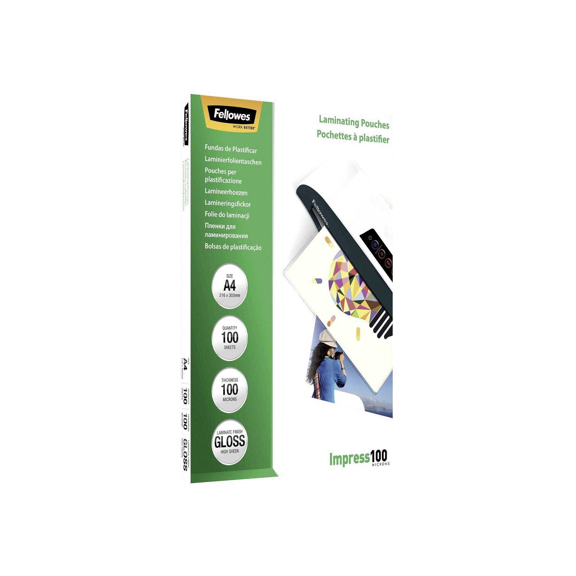 Fellowes Laminating Pouches - 100 Mikrometer - 100er-Pack - 216 x 303 mm Taschen für Laminierung