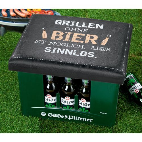 Gilde Sitzpolster, rechteckig, "Grill ohne Bier", Spruch, Kunststoff, schwarz, VE 6, L. 34 cm, B. 44 cm, H. 5 cm