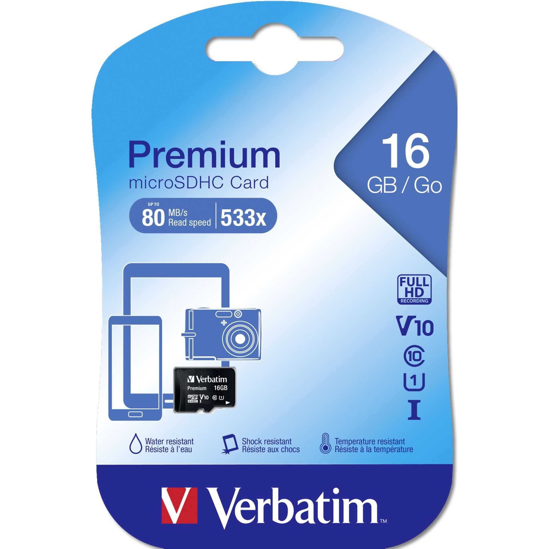 Verbatim - Flash-Speicherkarte - 16 GB - Class 10 - microSDHC
