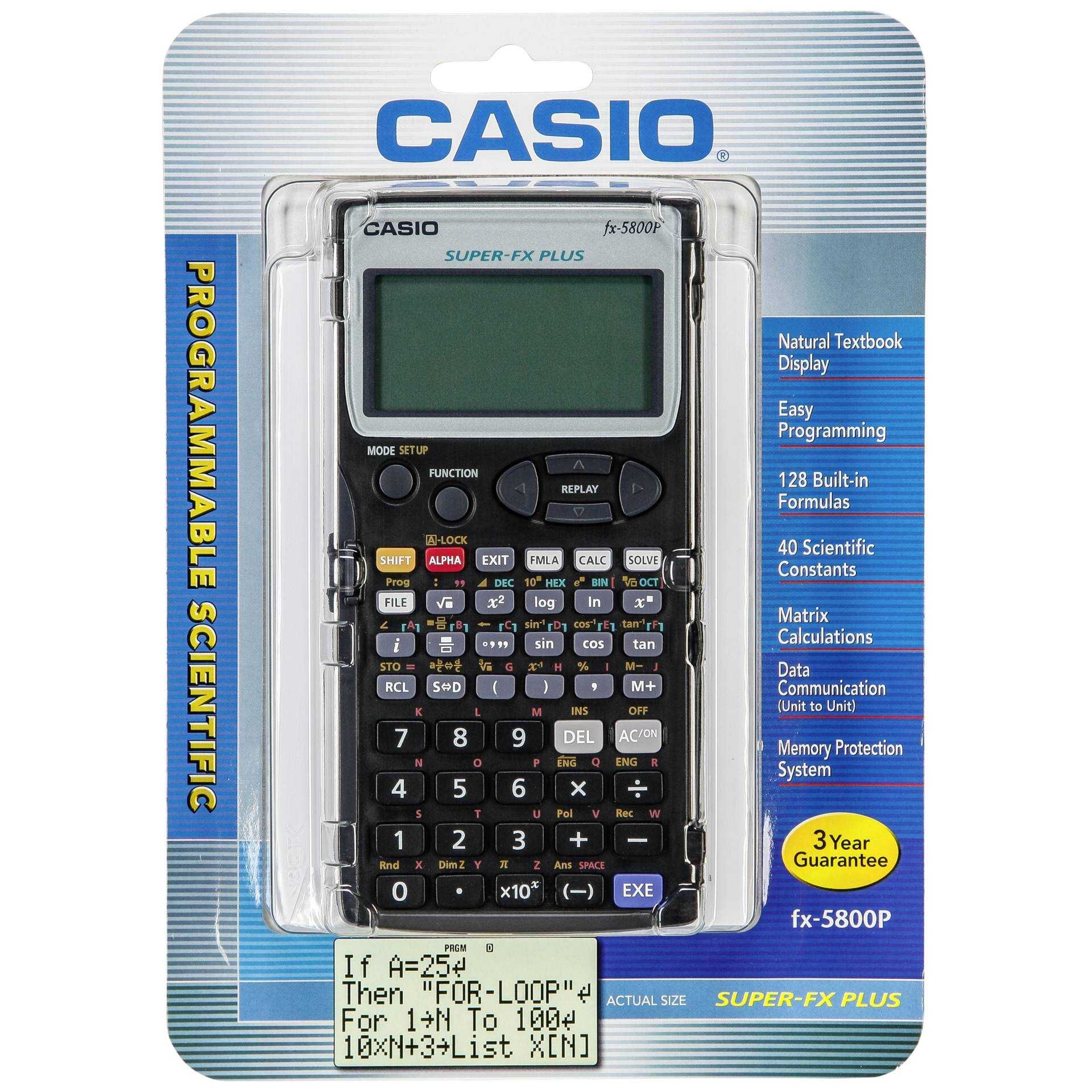 Casio FX-5800P - Wissenschaftlicher Taschenrechner - 10 Stellen + 2 Exponenten - Batterie