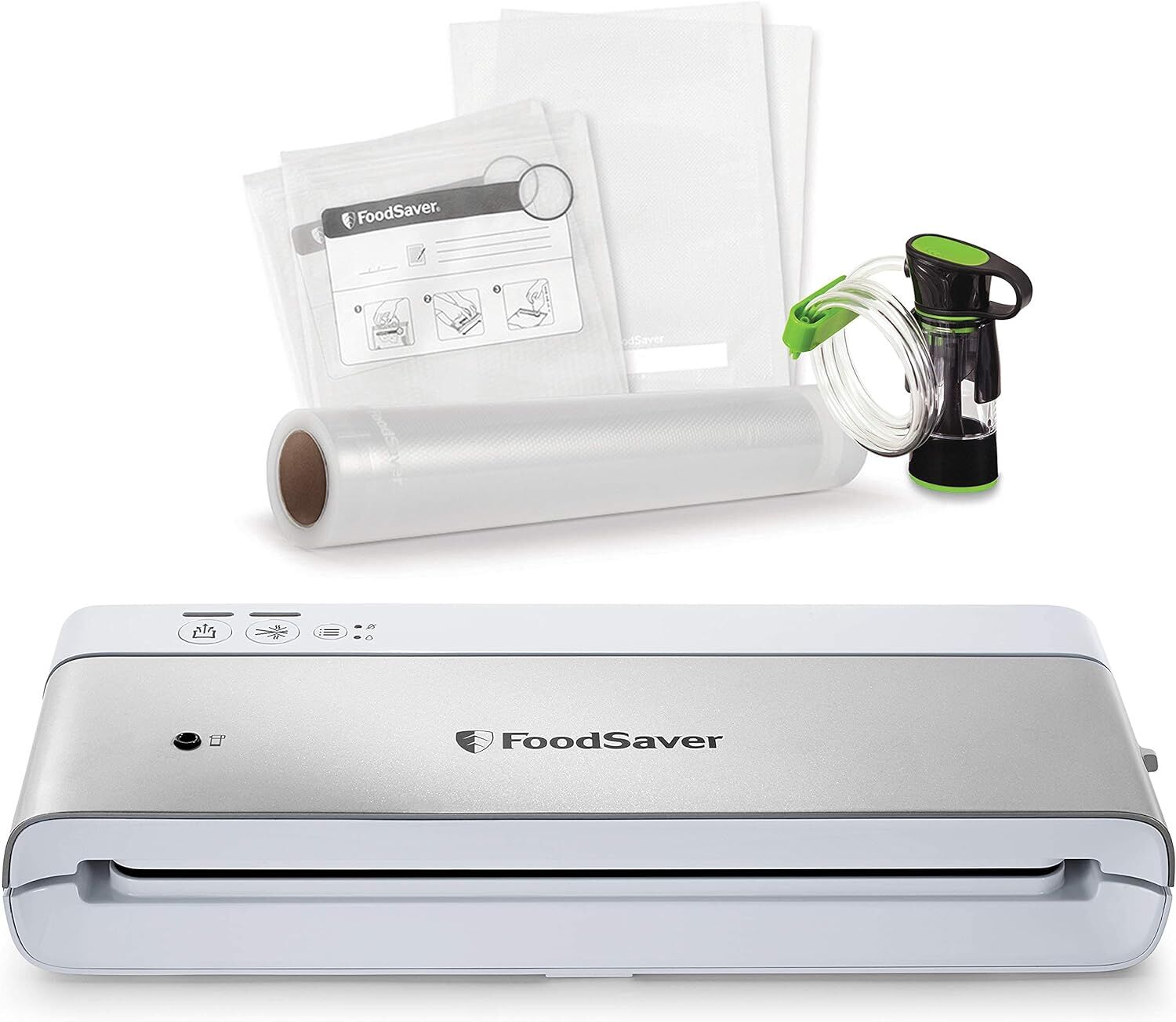 FoodSaver Vakuumiergerät silber/weiß 1 Rolle + 4 Beutel