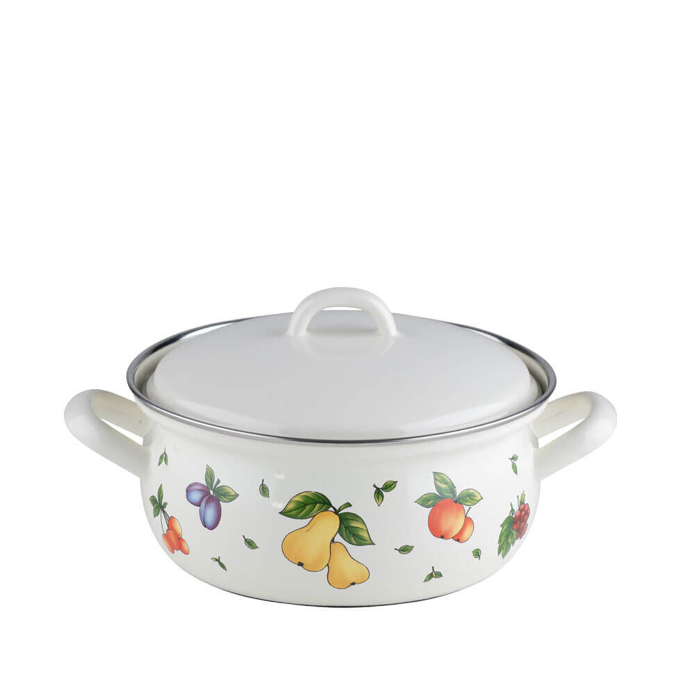 Riess Country Fruit Garden Kasserolle mit Deckel Ø18 cm 1,5 Liter Emaille