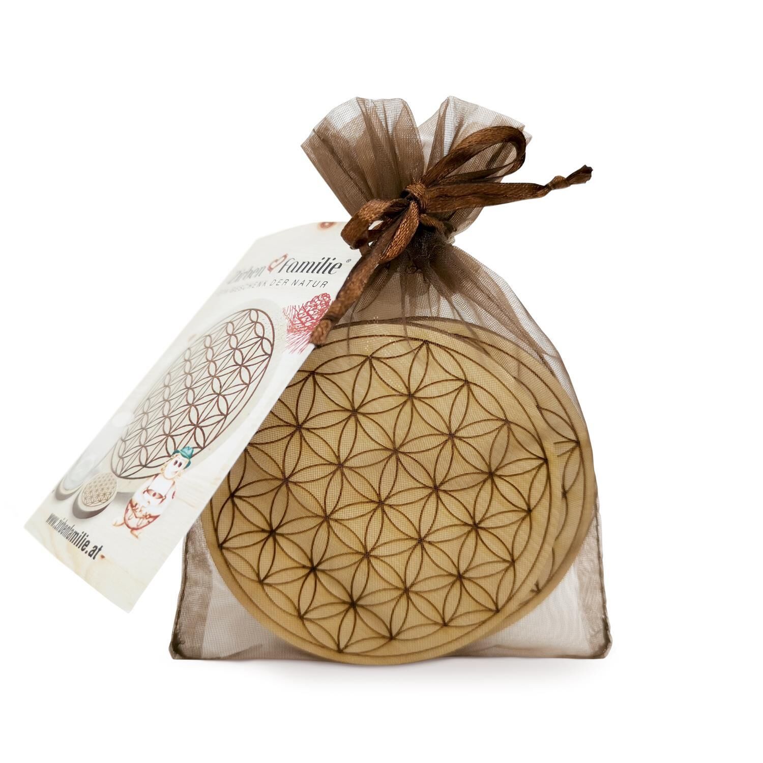 Zirbenfamilie Glas-Untersetzer Blume des Lebens 2er Set