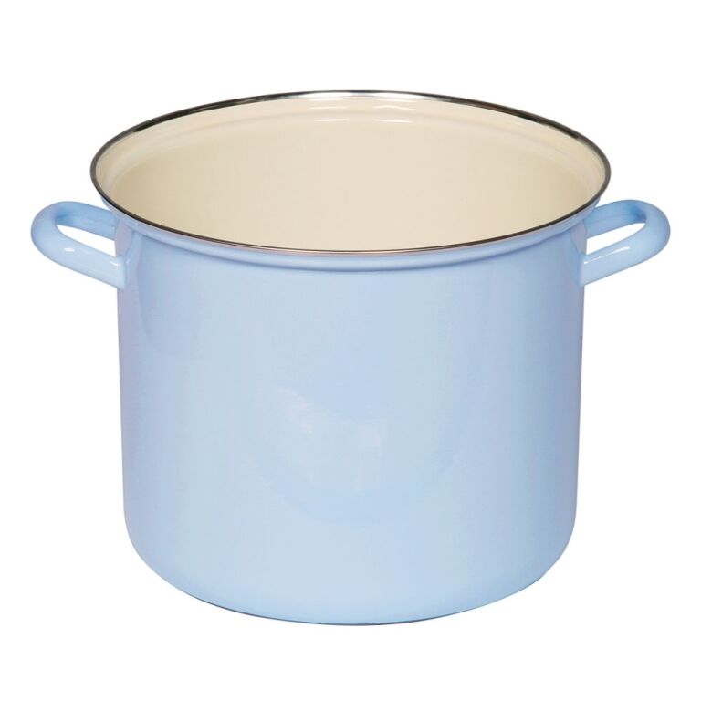 Riess Topf mit Chromrand Ø24cm 8L Pastell Blau Emaille