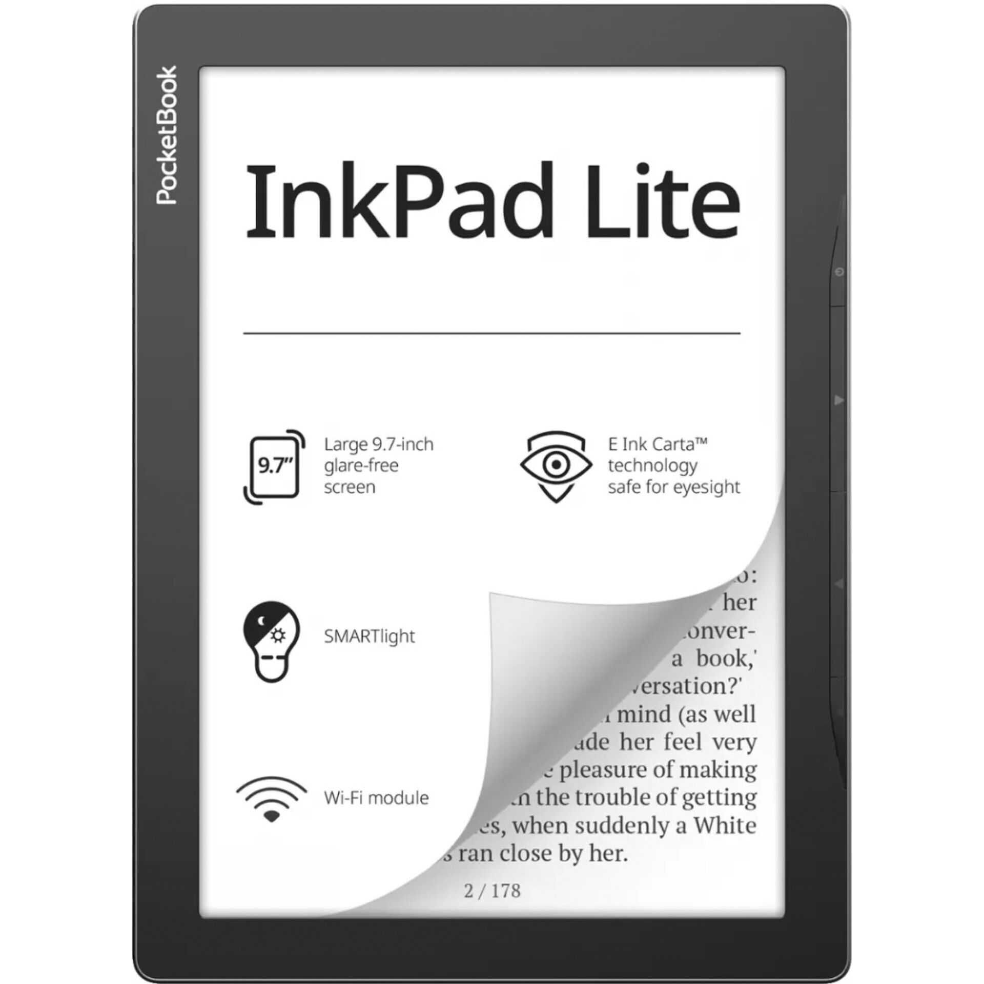 PocketBook InkPad Lite - eBook-Reader - 8 GB - 22.9 cm (9") einfarbig E Ink Carta (1200 x 825) - Touchscreen - microSD-Steckplatz