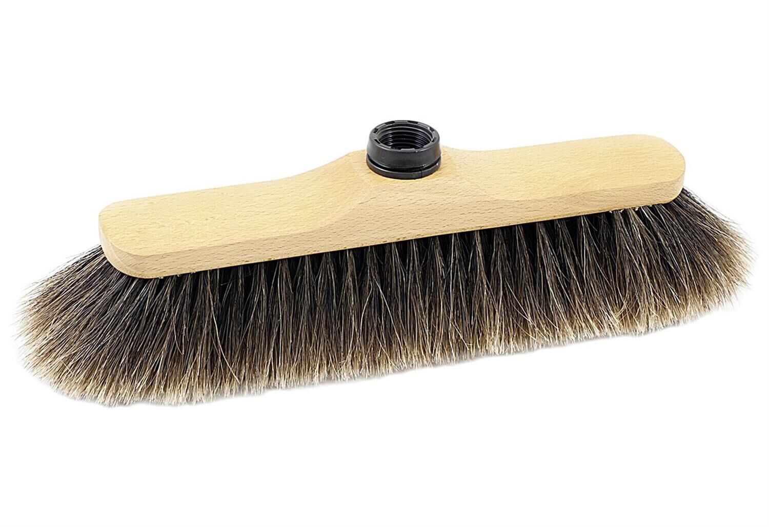 SOREX Zimmerbesen Holz mit Eurogewinde Roßhaar hell lackiert 28cm