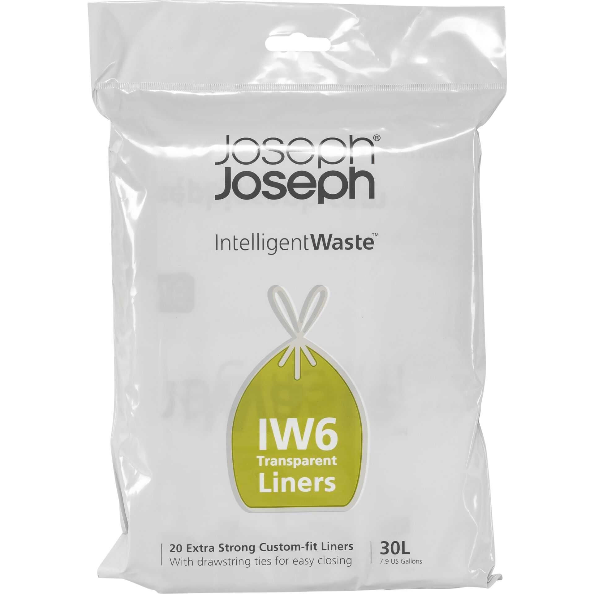 Joseph Joseph IW6 30-Liter-Müllbeute transparent für Totem Max & Totem Pop 60L (20er-Packung)