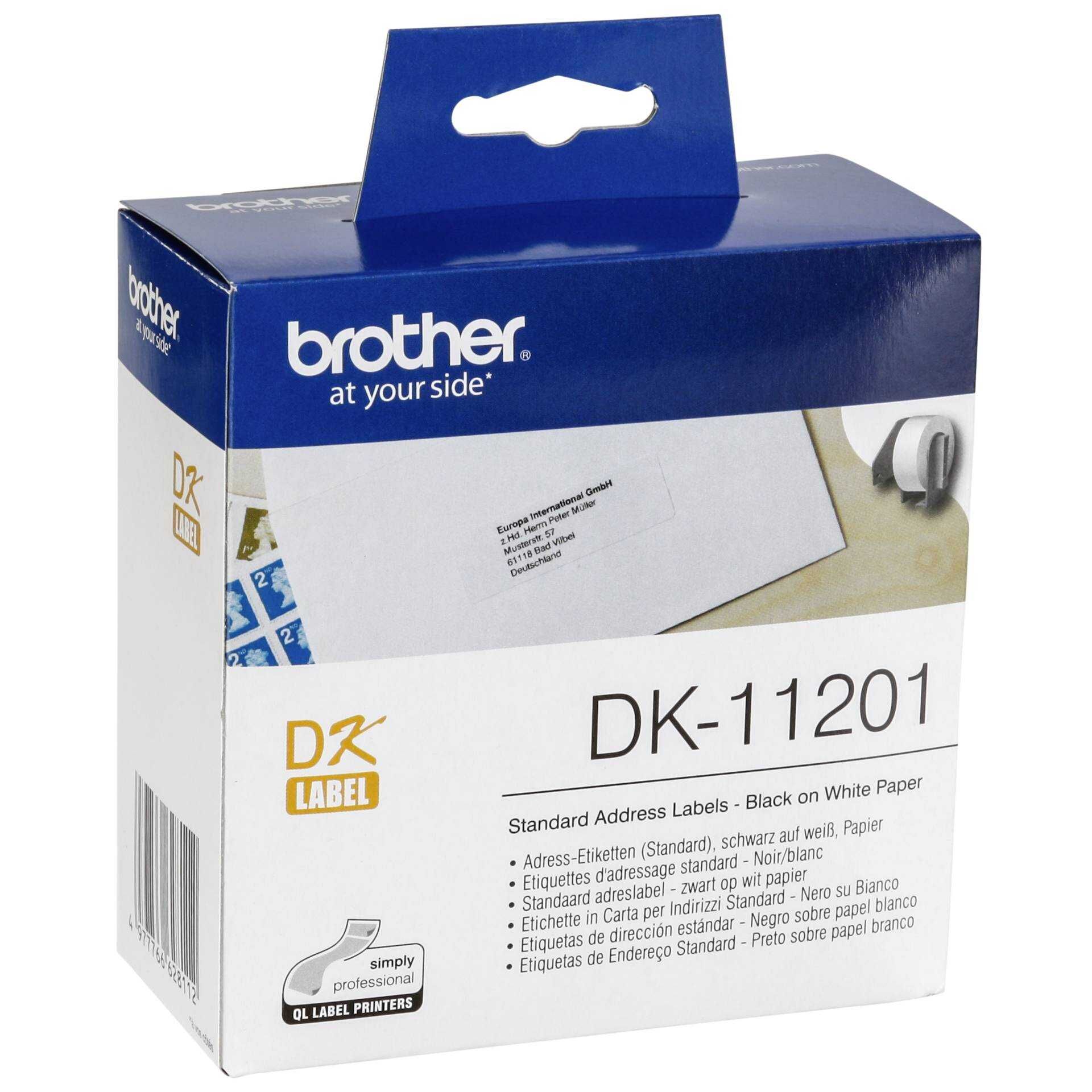 Brother DK-11201 - Schwarz auf Weiß - 29 x 90 mm 400 Etikett(en) (1 Rolle(n) x 400) Adressetiketten - für Brother QL-1050, 1060, 500, 550, 560, 570, 580, 600, 650, 700, 710, 720, 820