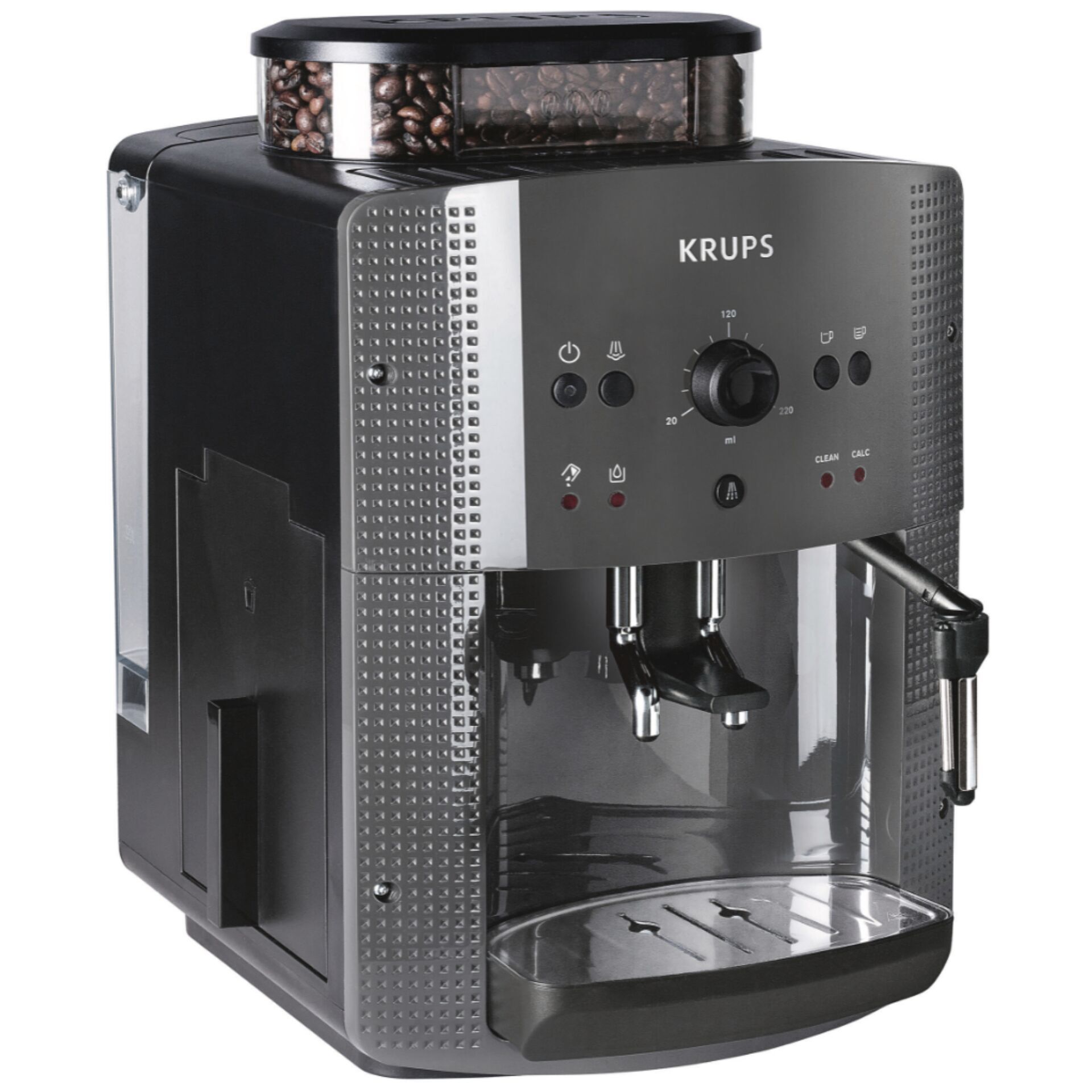 Krups Essential EA810B70, Arbeitsfläche, Espressomaschine, Kaffeebohnen, Eingebautes Mahlwerk, Schwarz, Grau