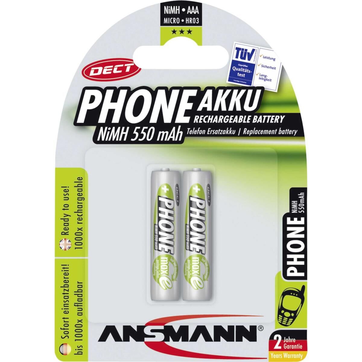 ANSMANN Dect - Batterie 2 x AAA-Typ - NiMH - 550 mAh