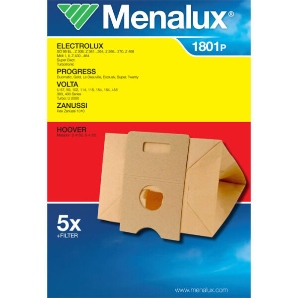 MENALUX Staubsäcke für Electrol./Progr./Volta/Zanussi/Hoover (5Stk.) 1801 P